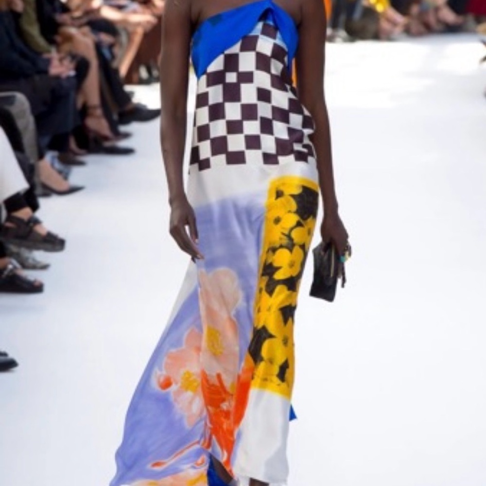 ISO Dries Van Noten Multicolor Checkered Floral Dress